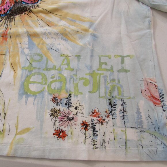 Chicos Rhinestone Butterfly Planet Earth Cotton Tee XL - Picture 6 of 16